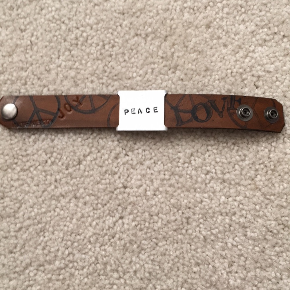 Kate Mesta PEACE leather cuff bracelet